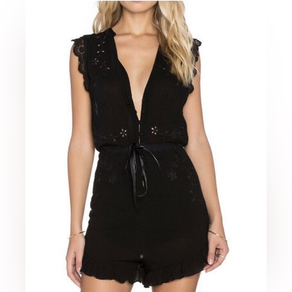 Spell & The Gypsy Isla Bonita Embroidered Romper Black - Picture 3 of 8